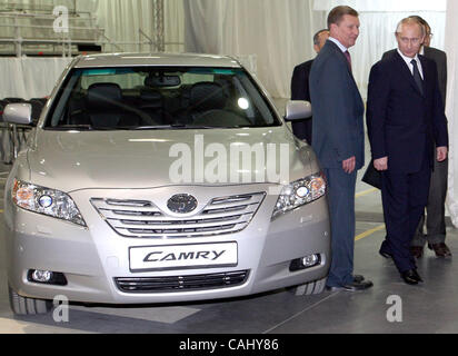 Neubau Toyota-Werk in St. Petersburg-Vororten von Schuschary, 21. Dezember 2007. Vladimir Putin Teilnahme an der Eröffnung des Toyopta Werkes. Stockfoto