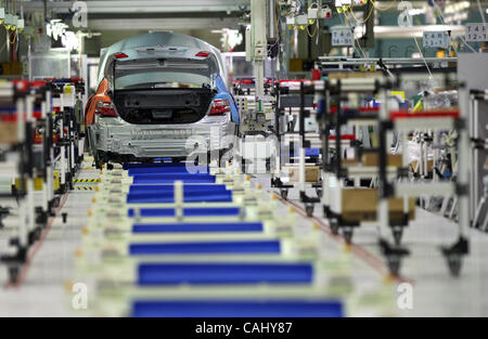 Neubau Toyota-Werk in St. Petersburg-Vororten von Schuschary, 21. Dezember 2007. Montage-Linie ein neues Toyota-Werk Stockfoto