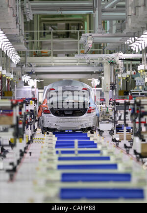 Neubau Toyota-Werk in St. Petersburg-Vororten von Schuschary, 21. Dezember 2007. Montage-Linie ein neues Toyota-Werk Stockfoto