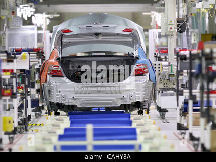 Neubau Toyota-Werk in St. Petersburg-Vororten von Schuschary, 21. Dezember 2007. Montage-Linie ein neues Toyota-Werk Stockfoto