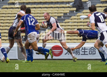 Tätigkeitsbereiche in der Schottland Vs Samoa-Spiel in einem Vorrundenspiel 7 7 s Rugby-Weltmeisterschaft in Tokio am 31. März 2012. Samoa gewann 14-7.  Fotograf: Robert Gilhooly Stockfoto