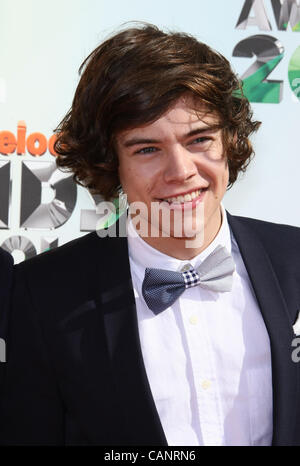 HARRY STYLES 25. NICKELODEON Kids CHOICE AWARDS die Innenstadt von LOS ANGELES Kalifornien USA 31. März 2012 Stockfoto