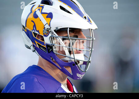 5. April 2012 - Baltimore, Maryland, USA - Baltimore, MD - 5 April: Deutsche Dogge Spieler während der Albany V Johns Hopkins Mens Lacrosse Spiel im Homewood Field am 5. April 2012 in Baltimore, Maryland. (Bild Kredit: Ryan Lasek/Eclipse/ZUMAPRESS.com ©) Stockfoto