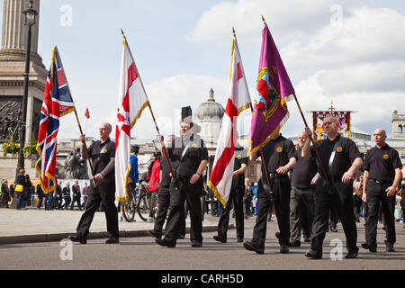 LONDON, UK, 14. April 2012 Herr Carson Memorial Apprentice Boys Parade durch London. Stockfoto