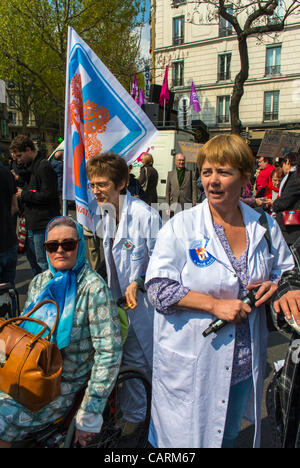 Paris, Frankreich, französisches Personal, Krankenschwestern, Protestkundgebung mit „Collectif Notre Santé en Danger“, Gesundheits- und Sozialfragen, Personalkürzungen Stockfoto