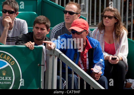 19.04.2012 Monte Carlo, Monaco.  Andy Murray Trainer Ivan Lendl in das zweite Vorrundenspiel zwischen Andy Murray (GBR) und Julien Benneteau (FRA) beim Monte Carlo Masters ATP Tennisturnier statt in Monte-Carlo Country Club, Monaco. Obligatorische Kredit: Mitchell Gunn. Stockfoto