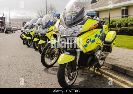 Reihe von Polizei-Motorräder Stockfoto