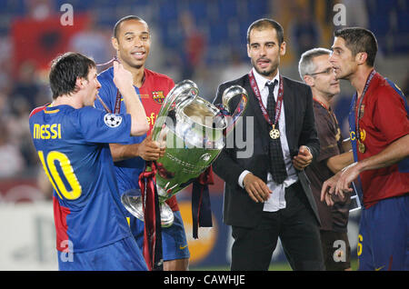 28. Mai 2009 - Rom, Russland - der FC Barcelona-Trainer Pep Guardiola soll Barcelona verlassen nach Ablauf seines Vertrages am Ende der Saison, laut Berichten aus Spanien... Im Bild: Mai 27,2009. Rom, Italien. Das Stadio Olimpico, UEFA Champions League Finale gabs FC Vs Manchester United 2:0 Stockfoto