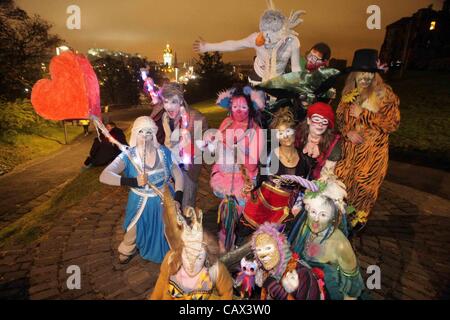 Beltane Fire Festival Edinburgh Schottland Großbritannien 30.04.12. Antiken heidnischen Festival feiert den Beginn des Sommers. Die Königin kann Stockfoto