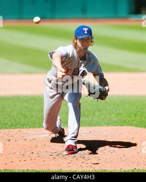 CLEVELAND, Ohio USA - Mai 6: Texas Rangers ab Krug Yu Darvish (11) während der sechsten Inning auf Progressive Field in Cleveland, Ohio, USA auf Sonntag, 6. Mai 2012. Stockfoto