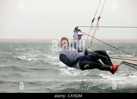 Die letzten Olympiasegler für Team GB ausgewählt hat heute bekannt gegeben, in Portland, Dorset. Stevie Morrison, Helm und Ben Rhodes begeistert, Segeln in der 49ER Klasse. 05.12.2012 PICTURE BY: DORSET MEDIENSERVICE. Stockfoto