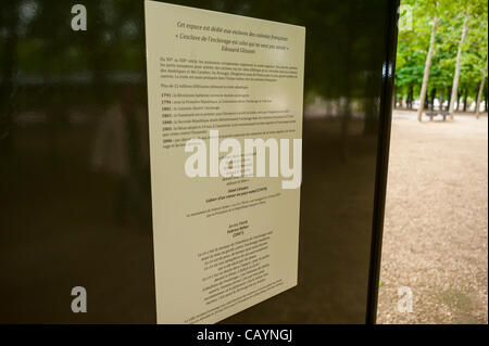 Paris, Frankreich, Zeremonie, der das Ende der Sklaverei, Memorial Plaque, Luxemburg-Gärten Stockfoto