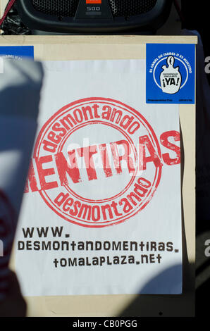 15. Mai 2012 - Madrid. Spanien. Demonstranten im 15. Mai protestieren am Puerta del Sol in Madrid unter der Sozialbewegung Spanisch Stockfoto