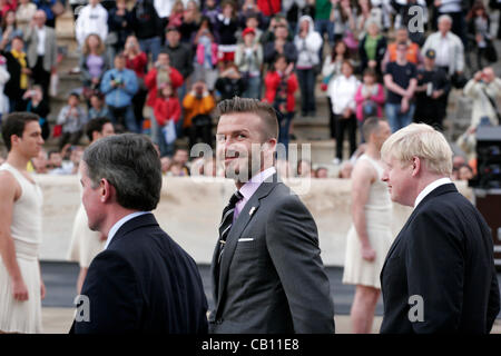 17. Mai 2012 Athen Griechenland. DAVID BECKHAM besucht die Olympische Flamme-Übergabe-Zeremonie im Olympia-Stadion. Griechische Beamte britische Beamte vor den Spielen 2012 in London die Flamme einzuräumen. Stockfoto