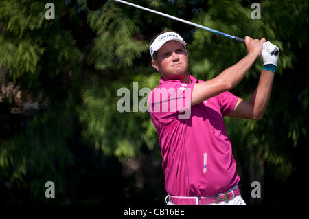 17. Mai 2012: Jeff Overton in der ersten Runde der HP Byron Nelson Championship 2012 bei TPC Las Colinas Four Season Resort in Irving, TX. Stockfoto