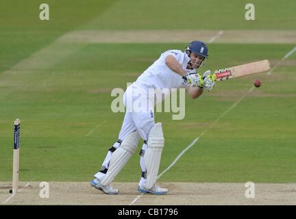 18.05.2012 London, England. England V West Indies erste Test - zweiter Tag.  A.j. Strauss [England] in Aktion beim ersten Test auf Lords Cricket Ground. Stockfoto