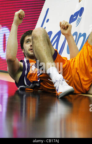 Liga ACB, Playoffs 2012 - 1/4 Finale - Valencia Basket Club vs Lagun Aro GBC - Font de Sant Lluis, Valencia - Spanien - Markovic aus Valencia Basket Stockfoto