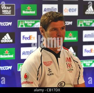 18.05.2012. Twickenham, England. Ulster Kapitän Johann Müller bei der Pressekonferenz vor Samstag Heineken-Cup-Finale im Twickenham Stadion am 18. Mai 2012 in London, England Stockfoto