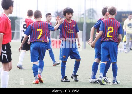 19.05.2012. Barcelona, Spanien.  FC Barcelona Alevines C match bei La Ciutat Esportiva Joan Gamper in Sant Joan Despi, Barcelona, Spanien. Stockfoto