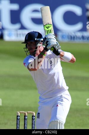 26.05.2012 Nottingham, England. Kevin Pietersen in Aktion während des zweiten Test England gegen die West Indies im Trent Bridge. Stockfoto