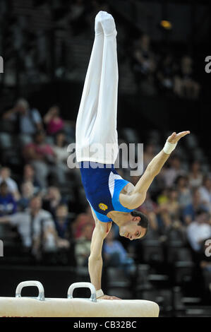 Europäische Gymnastik-Meisterschaften. Montpelier Frankreich. Senior Mens Individuum Finale 27.5.12.  Harutyum Merdinyan von Belgien Stockfoto