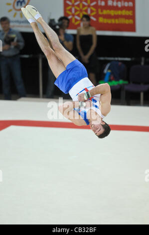 Europäische Gymnastik-Meisterschaften. Montpelier Frankreich. Senior Mens Individuum Finale 27.5.12.  Kristian Thomas in Aktion für GB Stockfoto