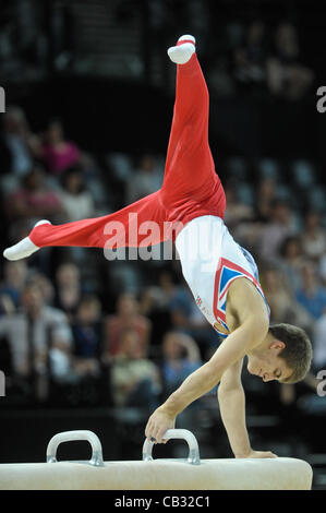 Europäische Gymnastik-Meisterschaften. Montpelier Frankreich. Senior Mens Individuum Finale 27.5.12.  Max Whitlock in Aktion für GB Stockfoto