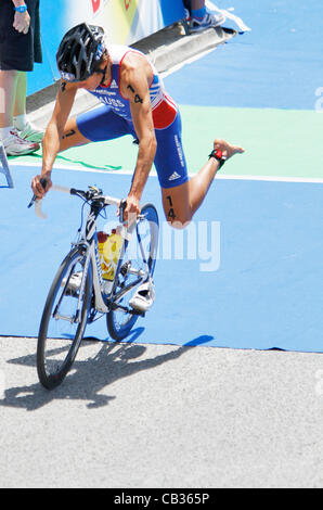 27.05.2012. Madrid, Spanien. ITU Triathlon World Series Madrid. Herren Elite Serie Test. David Hauss aus Frankreich Stockfoto