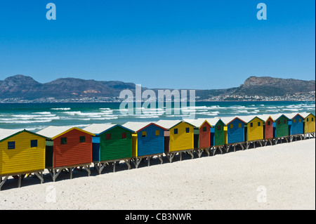 Bunte Strandhäuschen Muizenberg Western Cape Südafrika Stockfoto