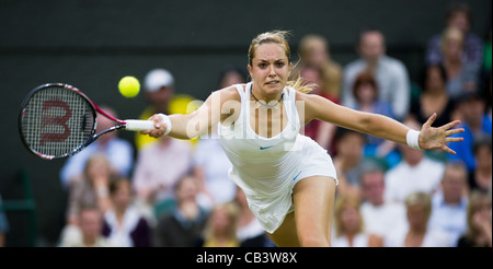 23.06.2011 die Wimbledon Tennis Championships.Germany UN gesetzte Sabine Lisicki besiegt Nr. 3 Samen Na Li CHN Sabine in Aktion. Stockfoto