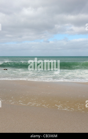 Wellen brechen sich am Ufer an Wineglass Bay, Freycinet National Park, East Coast, Tasmanien, Australien Stockfoto