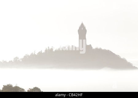 Die National Wallace Monument in Nebel auf Abbey Craig, in der Nähe von Stirling, Schottland Stockfoto