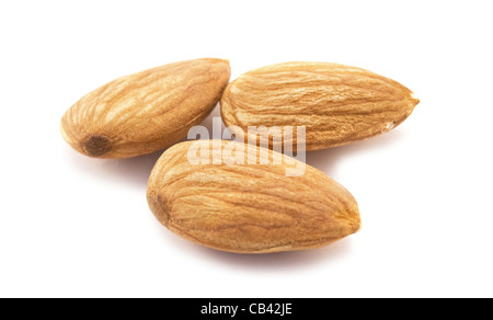 Mandeln auf einem weißen Hintergrund Stockfoto