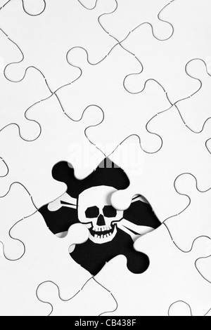 Puzzle und Piratenflagge, Business-Konzept Stockfoto