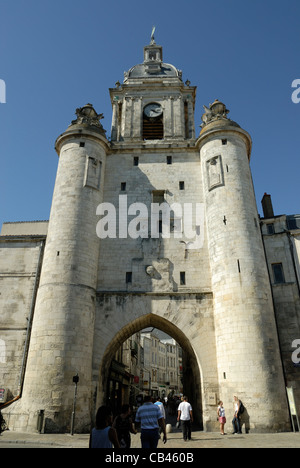 La Rochelle Porte De La Grosse Horloge (Big Clock-Gate), Charente-Maritime-Frankreich Stockfoto