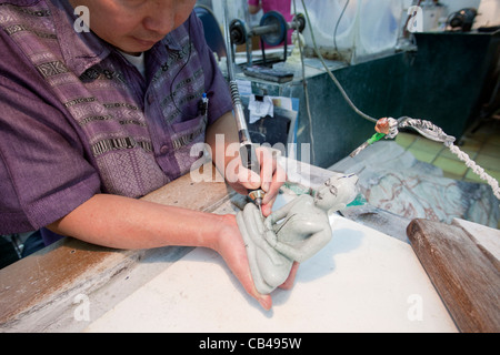 Thailand, Chiang Mai, Jade Carving Stockfoto