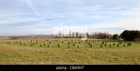 Woodhenge, Wiltshire. Die Reste einer Holzkonstruktion in der Nähe von Stonehenge. Stockfoto