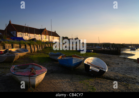 Burnham Overy Staithe Sonnenuntergang, Norfolk. Stockfoto