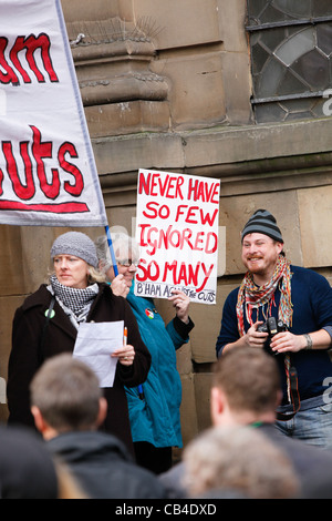 Demonstration gegen Birmingham City Council Stellenabbau. Die im Zentrum Stadt im Februar 2011 stattfand. Stockfoto