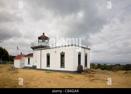 Zeigen Sie WASHINGTON - kein Point Leuchtturm auf dem Puget Sound auf Hansville. Stockfoto