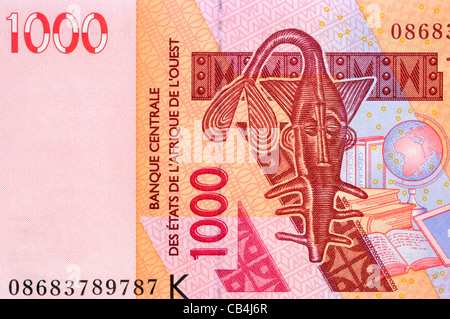 Senegal 1000 ein tausend Franken Banknote. Stockfoto