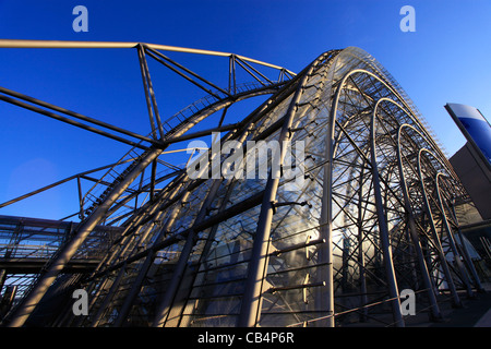 Außenansicht der neuen Messe, Leipziger Messe in Leipzig Sachsen Ostdeutschland Aufbau Stockfoto