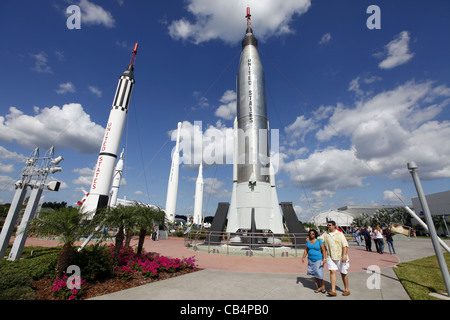 Rocket Garden am Kennedy Space Center Stockfoto