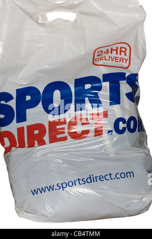 Sport-Direct.Com Sportbekleidung Shop Polyäthylen Plastiktüte Stockfoto