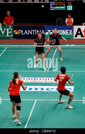 Überblick über ein Frauen Doppel im Halbfinale Stockfoto