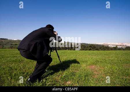 Kaufmann, Landschafts-Fotos in einem Bereich Stockfoto