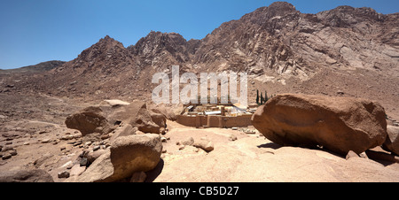 Blick auf Katharinenkloster, Sinai-Halbinsel, Ägypten Stockfoto