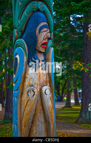 Unteren Bereich der Totempfahl in Victoria, British Columbia, Kanada Stockfoto