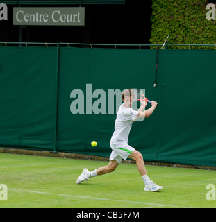 18.06.2011. Andy Murray Praktiken auf Nr. 14 Platz.  Das Tennisturnier von Wimbledon. Stockfoto