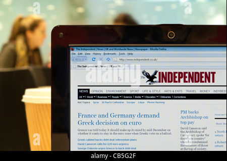 Die unabhängige Website erschossen in einem Coffee-Shop-Umfeld (nur zur redaktionellen Verwendung: print, TV, e-Book und redaktionelle Webseite). Stockfoto